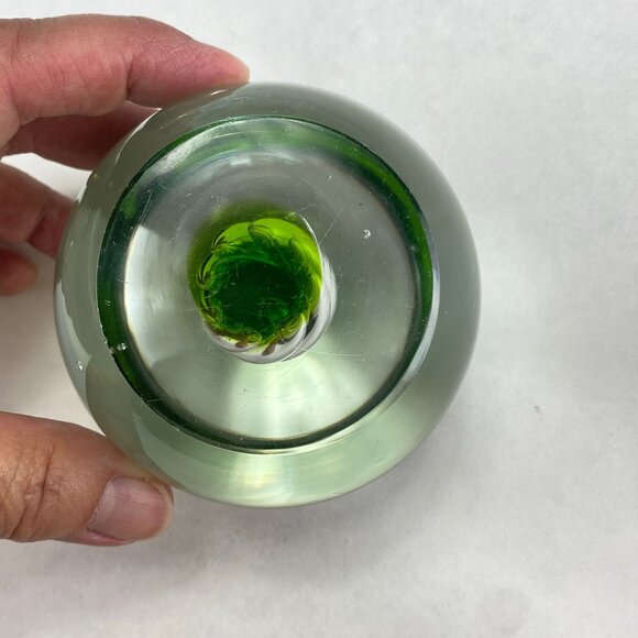 Vintage Blenko Corkscrew Green Glass Paperweight - Picture 6 of 8